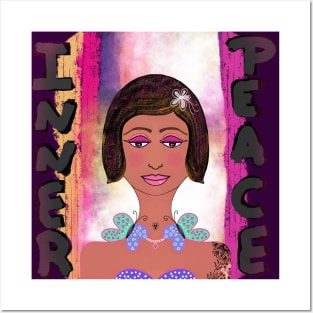 Inner peace lady vibrant portrait Posters and Art